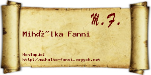 Mihálka Fanni névjegykártya
