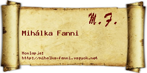Mihálka Fanni névjegykártya